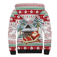 Maldives Christmas Sherpa Hoodie with Santa Claus Hammock Palm Trees and Tropical - Wonder Print Shop