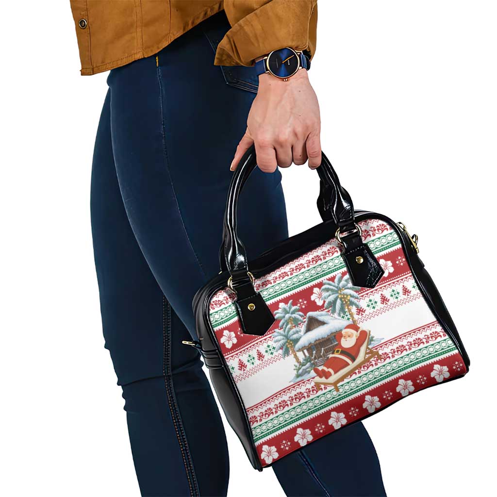 Maldives Christmas Shoulder Handbag with Santa Claus Hammock Palm Trees and Tropical - Wonder Print Shop