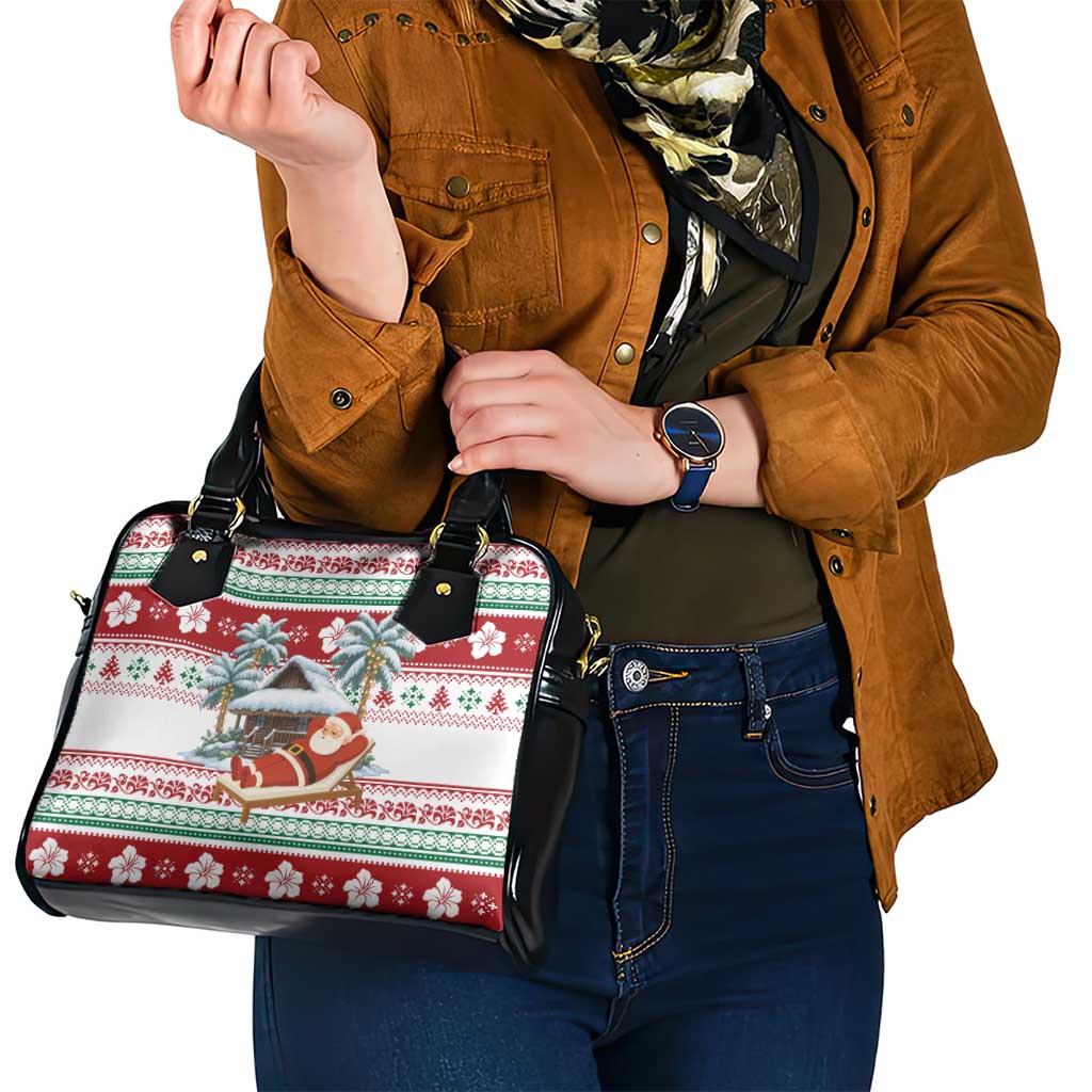 Maldives Christmas Shoulder Handbag with Santa Claus Hammock Palm Trees and Tropical - Wonder Print Shop