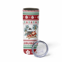 Maldives Christmas Skinny Tumbler with Santa Claus Hammock Palm Trees and Tropical - Wonder Print Shop