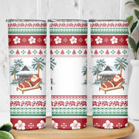 Maldives Christmas Skinny Tumbler with Santa Claus Hammock Palm Trees and Tropical - Wonder Print Shop