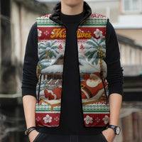 Maldives Christmas Sleeveless Puffer Jacket with Santa Claus Hammock Palm Trees and Tropical - Wonder Print Shop