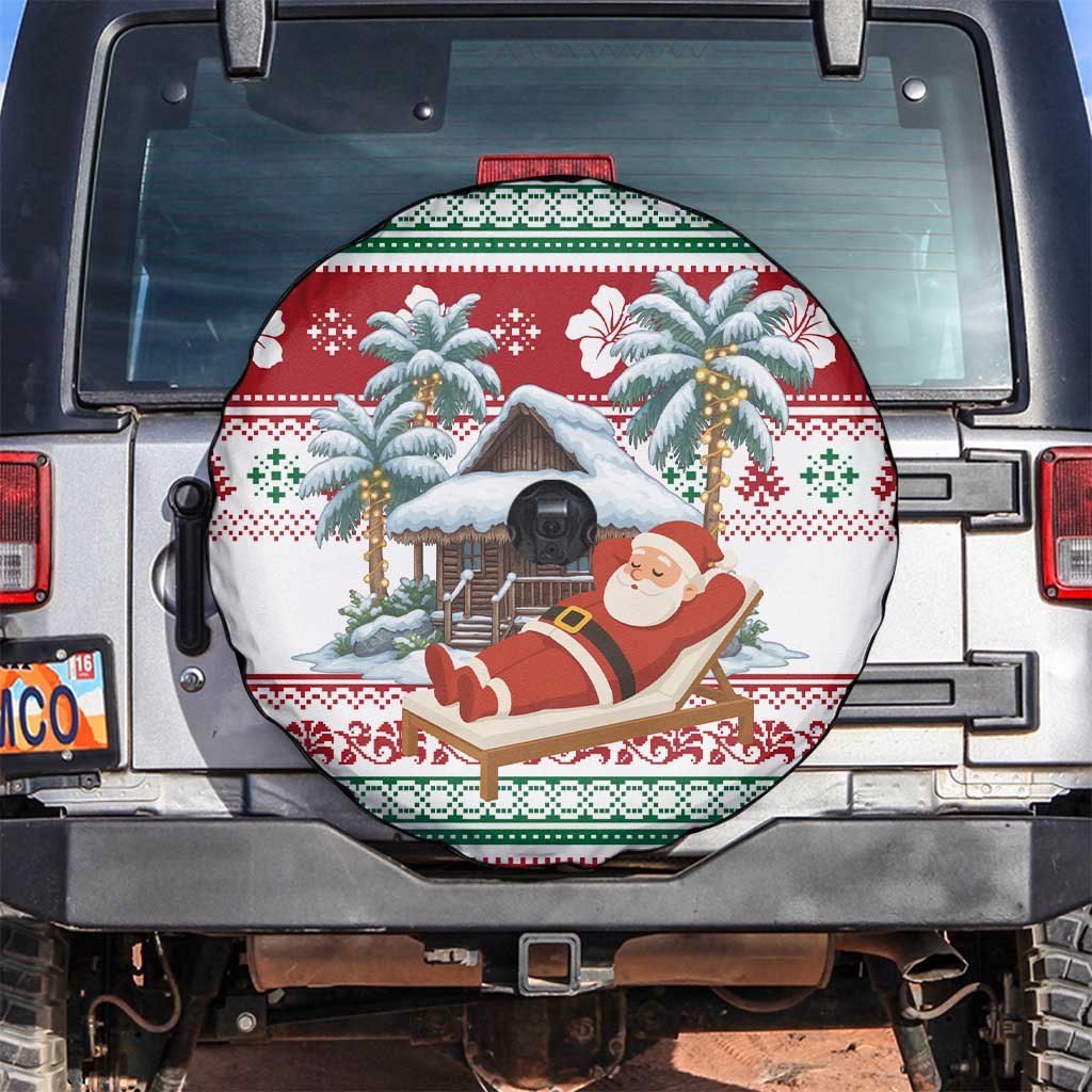 Maldives Christmas Spare Tire Cover with Santa Claus Hammock Palm Trees and Tropical - Wonder Print Shop