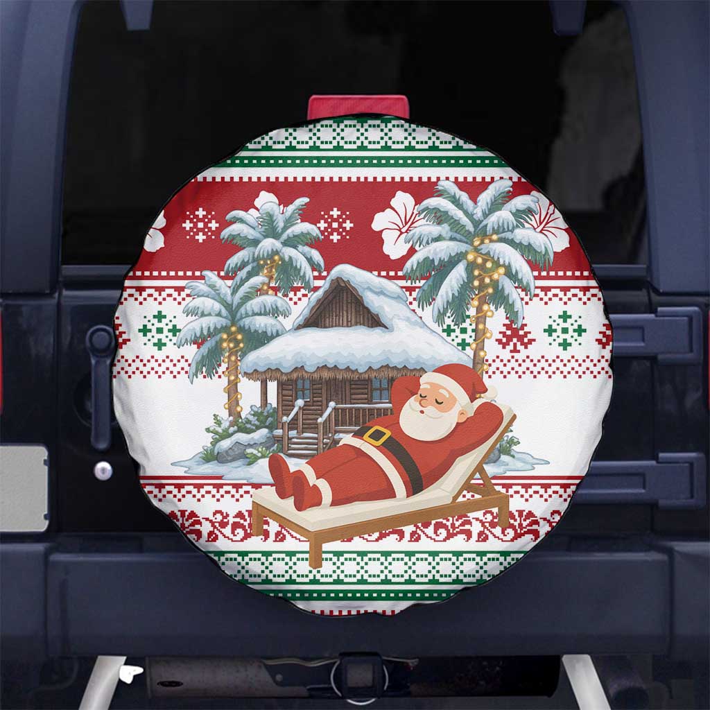Maldives Christmas Spare Tire Cover with Santa Claus Hammock Palm Trees and Tropical - Wonder Print Shop