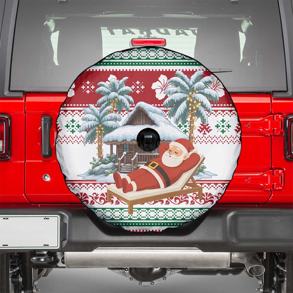 Maldives Christmas Spare Tire Cover with Santa Claus Hammock Palm Trees and Tropical - Wonder Print Shop