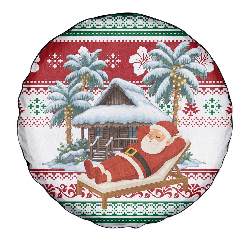 Maldives Christmas Spare Tire Cover with Santa Claus Hammock Palm Trees and Tropical - Wonder Print Shop