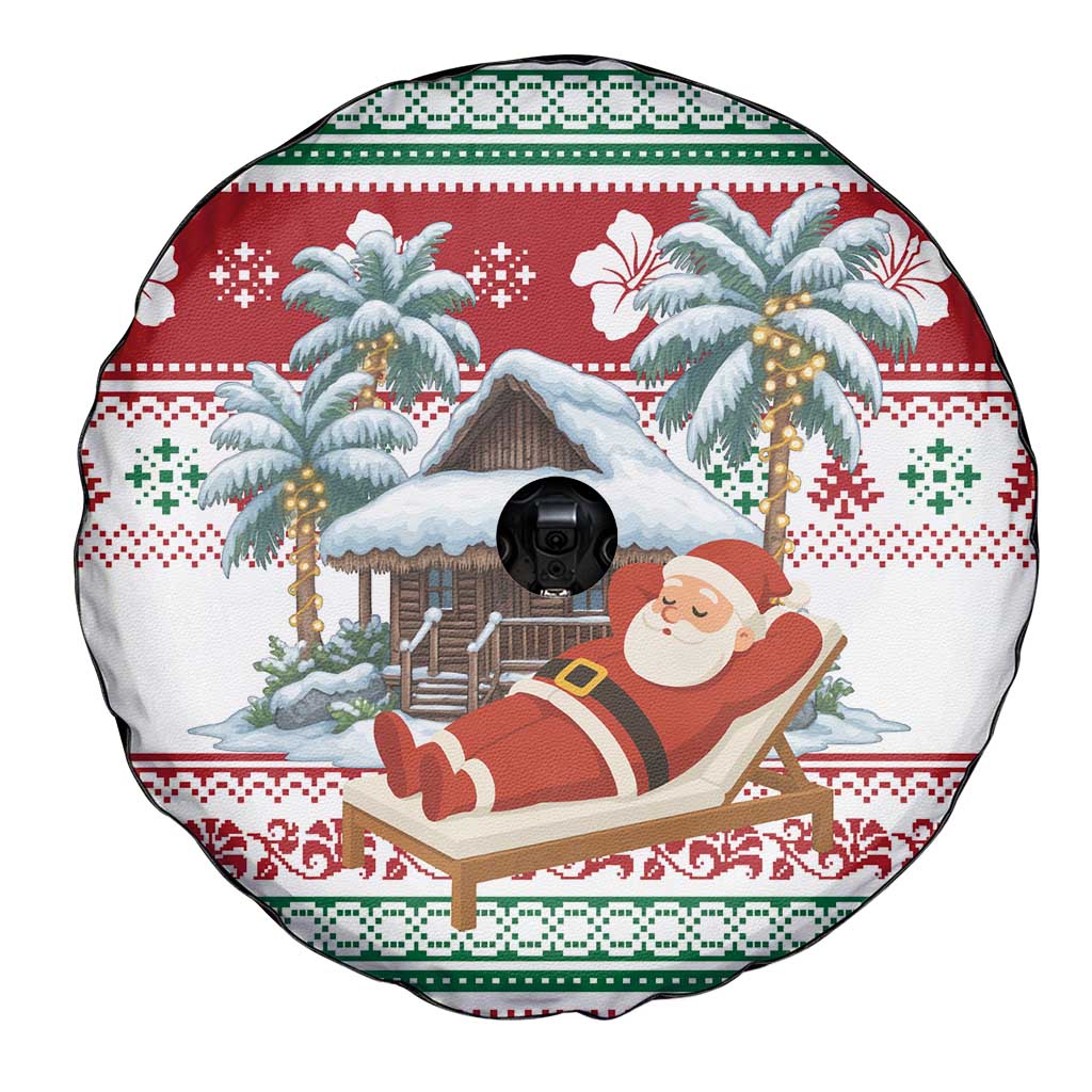 Maldives Christmas Spare Tire Cover with Santa Claus Hammock Palm Trees and Tropical - Wonder Print Shop