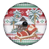 Maldives Christmas Spare Tire Cover with Santa Claus Hammock Palm Trees and Tropical - Wonder Print Shop