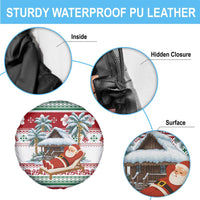 Maldives Christmas Spare Tire Cover with Santa Claus Hammock Palm Trees and Tropical - Wonder Print Shop