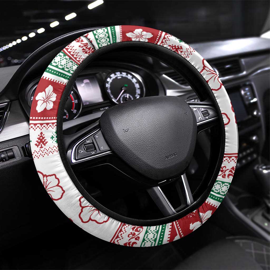 Maldives Christmas Steering Wheel Cover with Santa Claus Hammock Palm Trees and Tropical - Wonder Print Shop