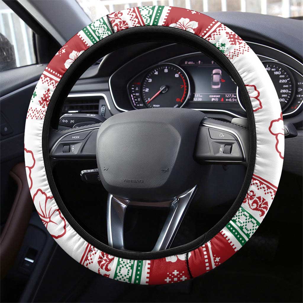 Maldives Christmas Steering Wheel Cover with Santa Claus Hammock Palm Trees and Tropical - Wonder Print Shop