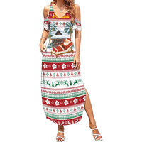 Maldives Christmas Summer Maxi Dress with Santa Claus Hammock Palm Trees and Tropical - Wonder Print Shop
