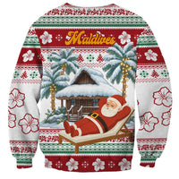 Maldives Christmas Sweatshirt with Santa Claus Hammock Palm Trees and Tropical - Wonder Print Shop