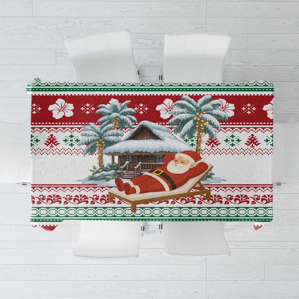 Maldives Christmas Tablecloth with Santa Claus Hammock Palm Trees and Tropical - Wonder Print Shop