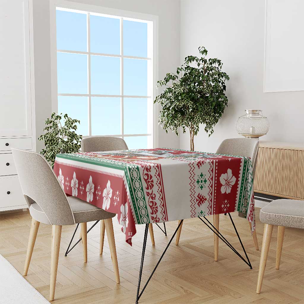 Maldives Christmas Tablecloth with Santa Claus Hammock Palm Trees and Tropical - Wonder Print Shop