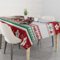 Maldives Christmas Tablecloth with Santa Claus Hammock Palm Trees and Tropical - Wonder Print Shop