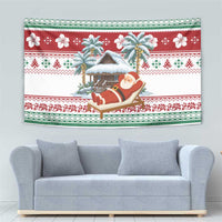 Maldives Christmas Tapestry with Santa Claus Hammock Palm Trees and Tropical - Wonder Print Shop