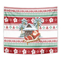 Maldives Christmas Tapestry with Santa Claus Hammock Palm Trees and Tropical - Wonder Print Shop