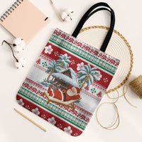 Maldives Christmas Tote Bag with Santa Claus Hammock Palm Trees and Tropical - Wonder Print Shop