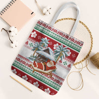 Maldives Christmas Tote Bag with Santa Claus Hammock Palm Trees and Tropical - Wonder Print Shop