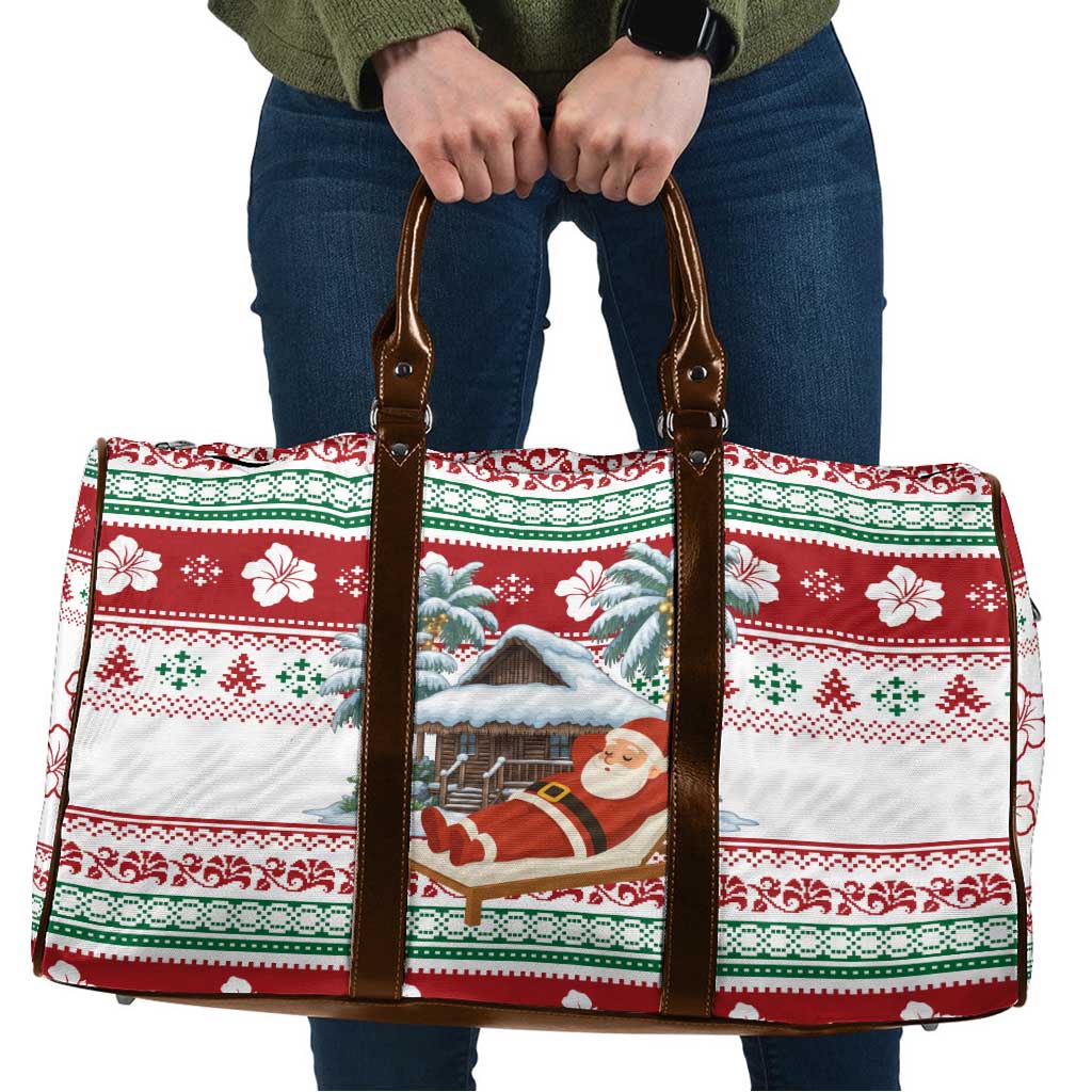 Maldives Christmas Travel Bag with Santa Claus Hammock Palm Trees and Tropical - Wonder Print Shop