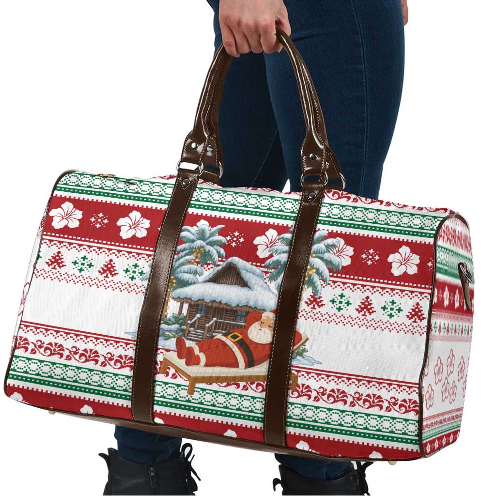 Maldives Christmas Travel Bag with Santa Claus Hammock Palm Trees and Tropical - Wonder Print Shop