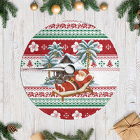 Maldives Christmas Tree Skirt with Santa Claus Hammock Palm Trees and Tropical - Wonder Print Shop