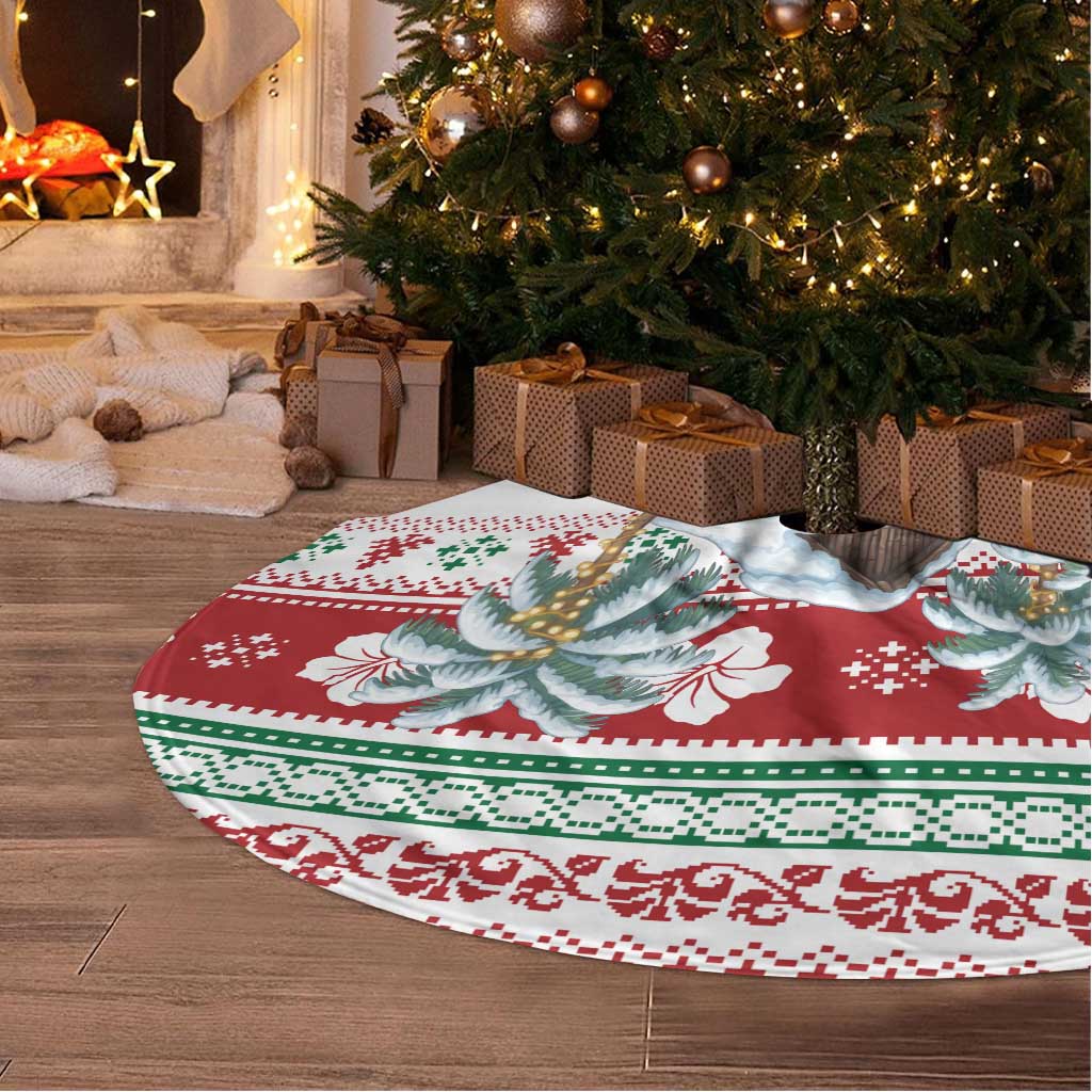 Maldives Christmas Tree Skirt with Santa Claus Hammock Palm Trees and Tropical - Wonder Print Shop