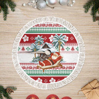 Maldives Christmas Tree Skirt with Santa Claus Hammock Palm Trees and Tropical - Wonder Print Shop