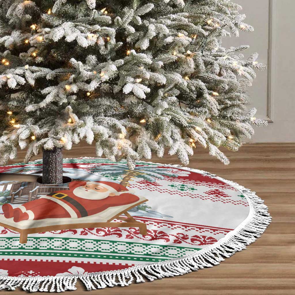 Maldives Christmas Tree Skirt with Santa Claus Hammock Palm Trees and Tropical - Wonder Print Shop