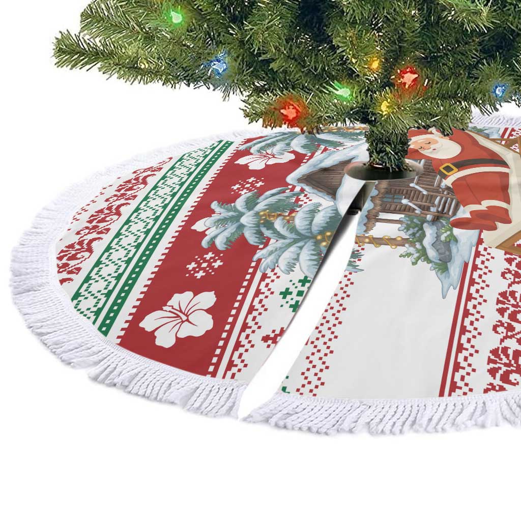 Maldives Christmas Tree Skirt with Santa Claus Hammock Palm Trees and Tropical - Wonder Print Shop