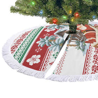 Maldives Christmas Tree Skirt with Santa Claus Hammock Palm Trees and Tropical - Wonder Print Shop