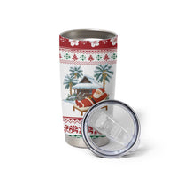 Maldives Christmas Tumbler Cup with Santa Claus Hammock Palm Trees and Tropical - Wonder Print Shop