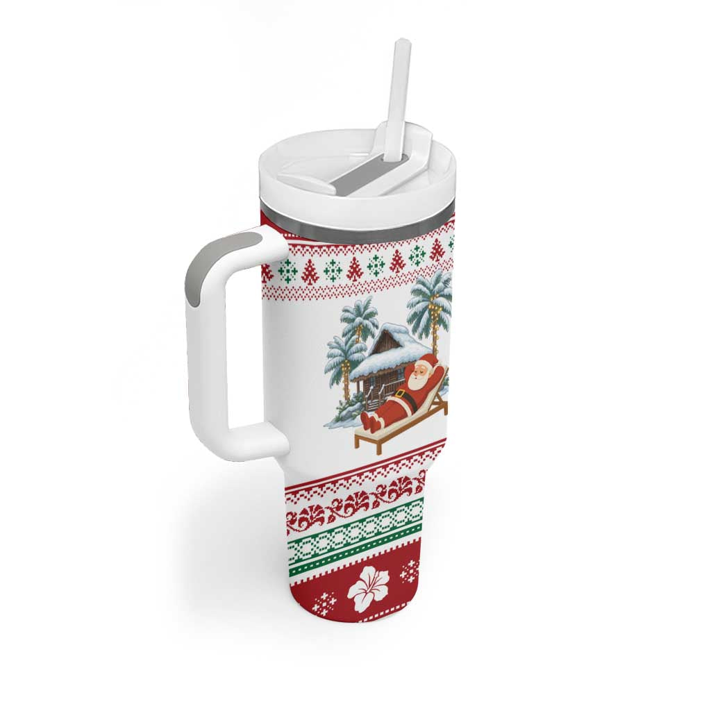 Maldives Christmas Tumbler With Handle with Santa Claus Hammock Palm Trees and Tropical - Wonder Print Shop