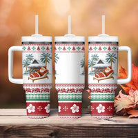 Maldives Christmas Tumbler With Handle with Santa Claus Hammock Palm Trees and Tropical - Wonder Print Shop