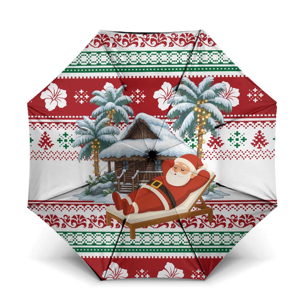 Maldives Christmas Umbrella with Santa Claus Hammock Palm Trees and Tropical - Wonder Print Shop