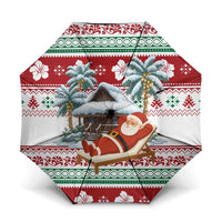 Maldives Christmas Umbrella with Santa Claus Hammock Palm Trees and Tropical - Wonder Print Shop