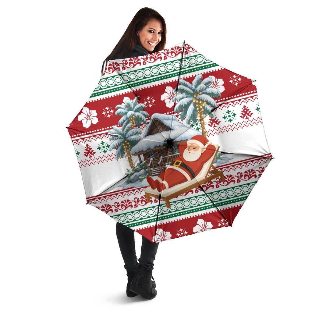 Maldives Christmas Umbrella with Santa Claus Hammock Palm Trees and Tropical - Wonder Print Shop