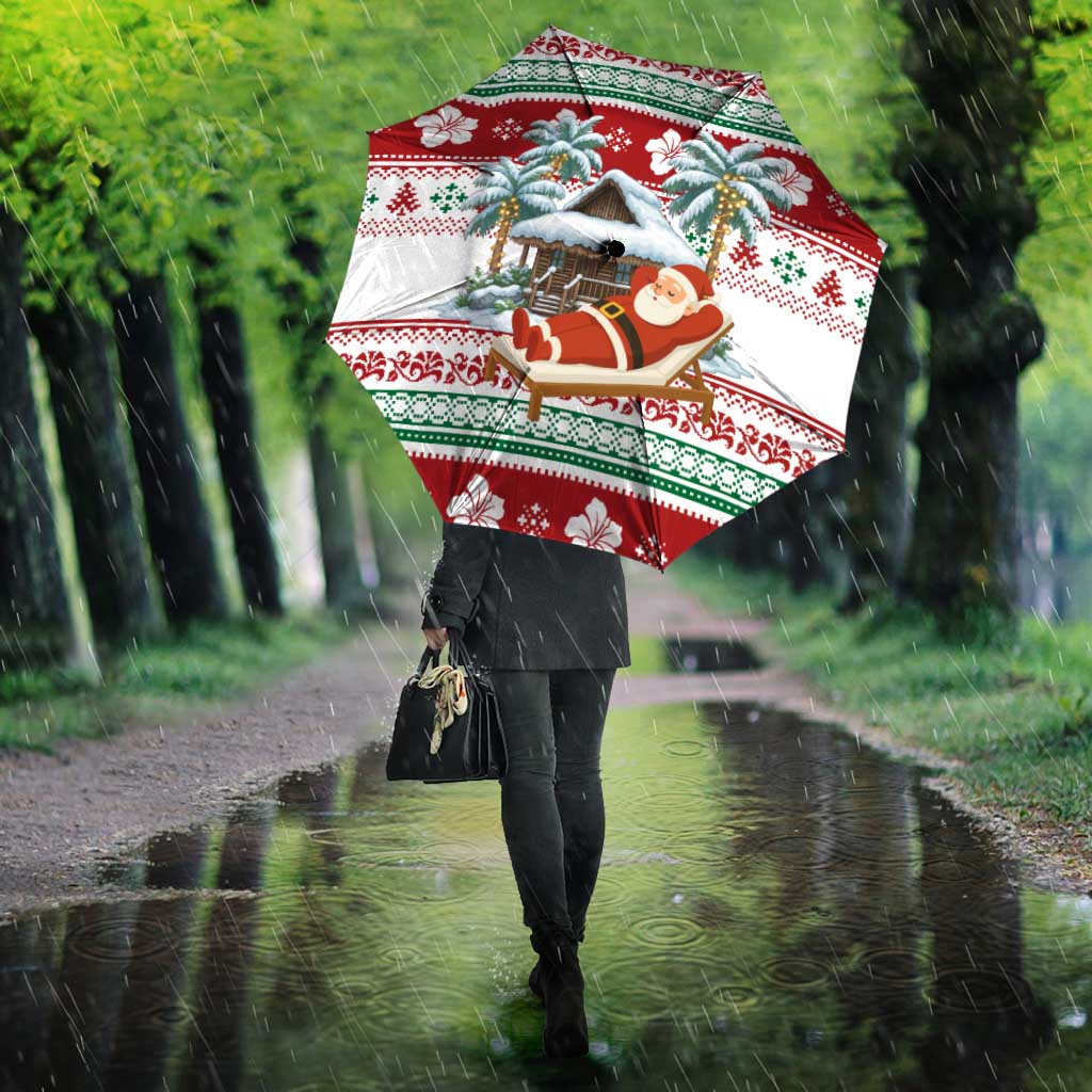 Maldives Christmas Umbrella with Santa Claus Hammock Palm Trees and Tropical - Wonder Print Shop