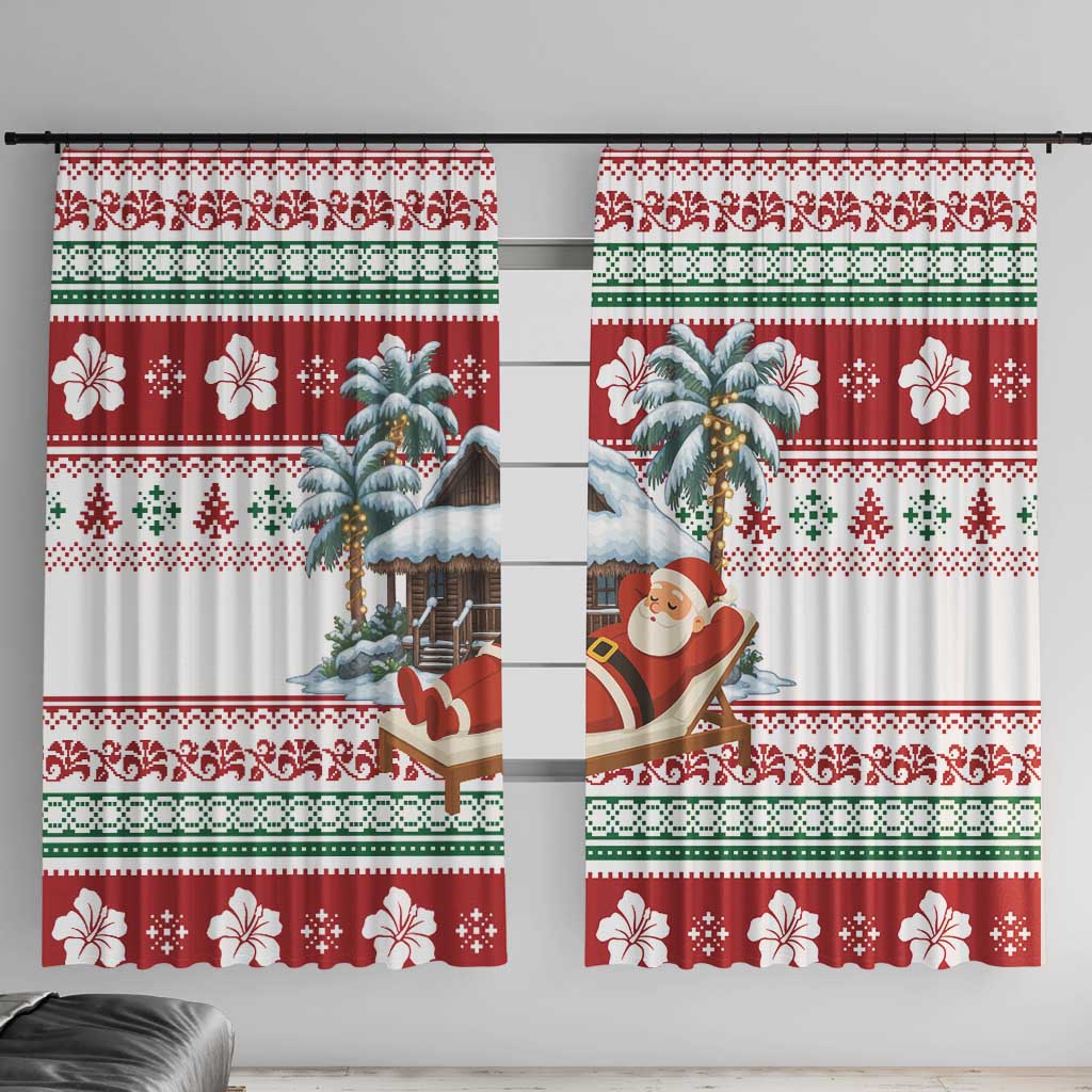 Maldives Christmas Window Curtain with Santa Claus Hammock Palm Trees and Tropical - Wonder Print Shop