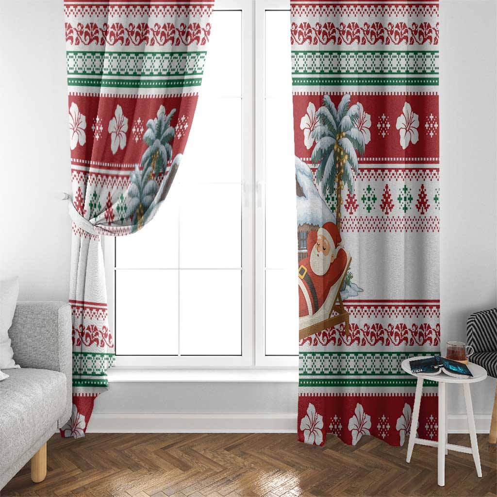 Maldives Christmas Window Curtain with Santa Claus Hammock Palm Trees and Tropical - Wonder Print Shop