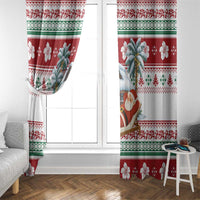 Maldives Christmas Window Curtain with Santa Claus Hammock Palm Trees and Tropical - Wonder Print Shop