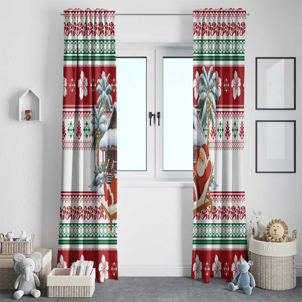 Maldives Christmas Window Curtain with Santa Claus Hammock Palm Trees and Tropical - Wonder Print Shop