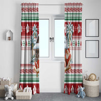 Maldives Christmas Window Curtain with Santa Claus Hammock Palm Trees and Tropical - Wonder Print Shop