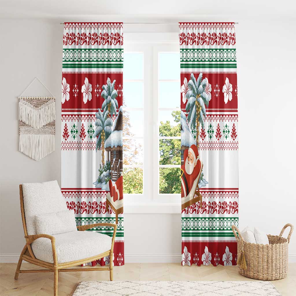 Maldives Christmas Window Curtain with Santa Claus Hammock Palm Trees and Tropical - Wonder Print Shop
