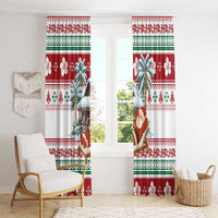 Maldives Christmas Window Curtain with Santa Claus Hammock Palm Trees and Tropical - Wonder Print Shop