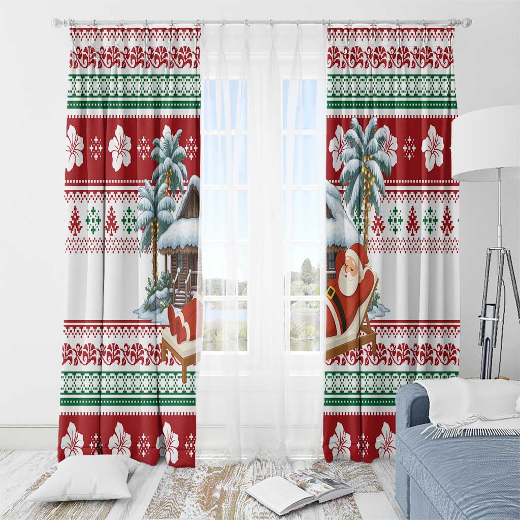 Maldives Christmas Window Curtain with Santa Claus Hammock Palm Trees and Tropical - Wonder Print Shop