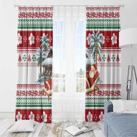 Maldives Christmas Window Curtain with Santa Claus Hammock Palm Trees and Tropical - Wonder Print Shop