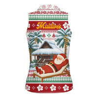 Maldives Christmas Women Sleeveless Polo Shirt with Santa Claus Hammock Palm Trees and Tropical - Wonder Print Shop