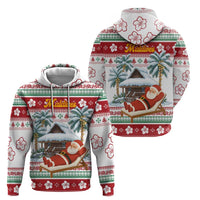 Maldives Christmas Zip Hoodie with Santa Claus Hammock Palm Trees and Tropical - Wonder Print Shop